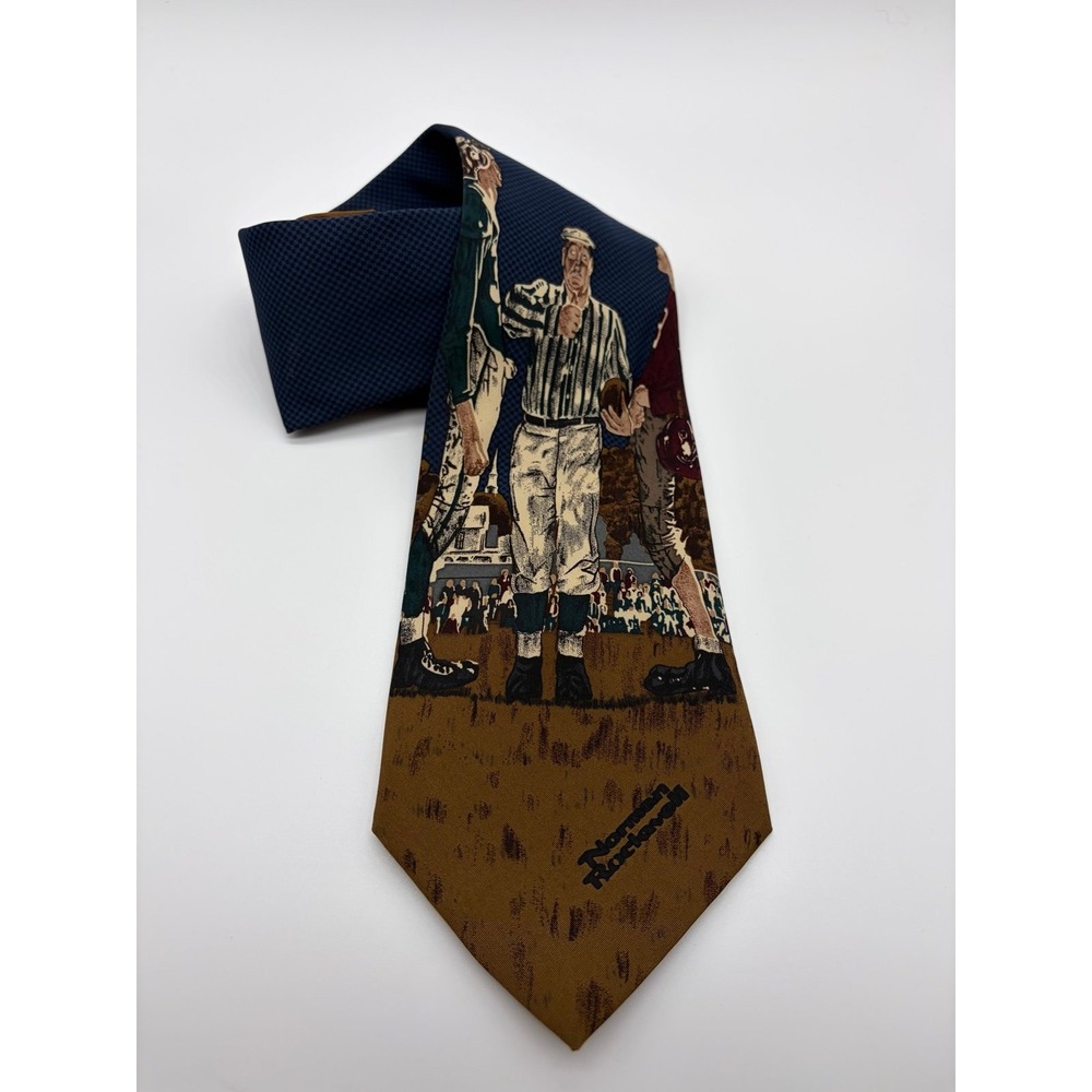 Norman Rockwell, Vintage, Saturday Evening Post 'Coin Toss' Football Silk Tie